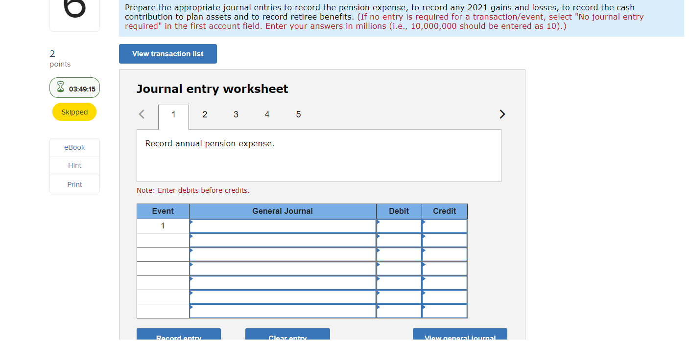 2 points Prior service cost at Jan. 1, 2021, from plan amendment