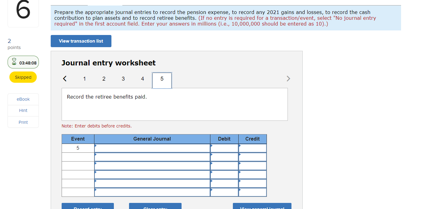 7 % 03:49:50 Skipped ($ in millions) PBO Beginning of 2021 Service