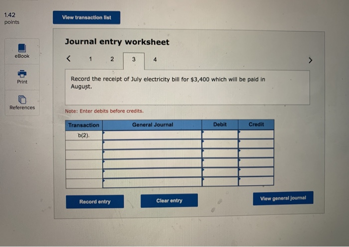 in the restrooms. b. Bills paid $2,600 for the June electricity bill