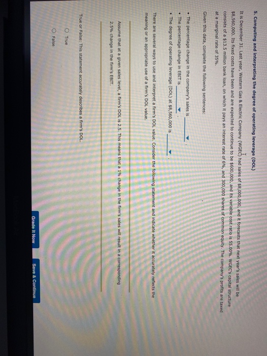  S. Computing and interpreting the degree of operating leverage (DOL) It