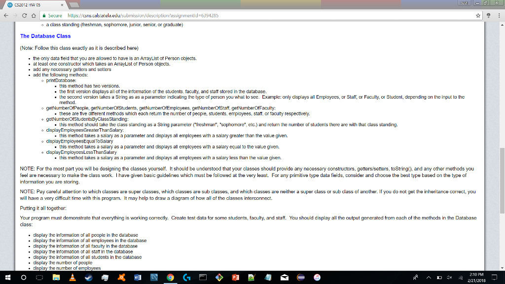 for each assignment! Programs must be uploaded to CSNS before the due