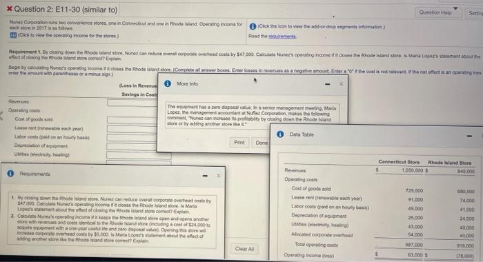 Please answer 1 &2 Question Help Senin x Question 2: E11-30 (similar