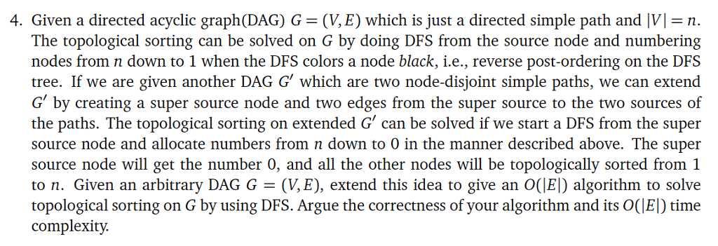  Given a directed acyclic graph(DAG) G = (V, E) which is