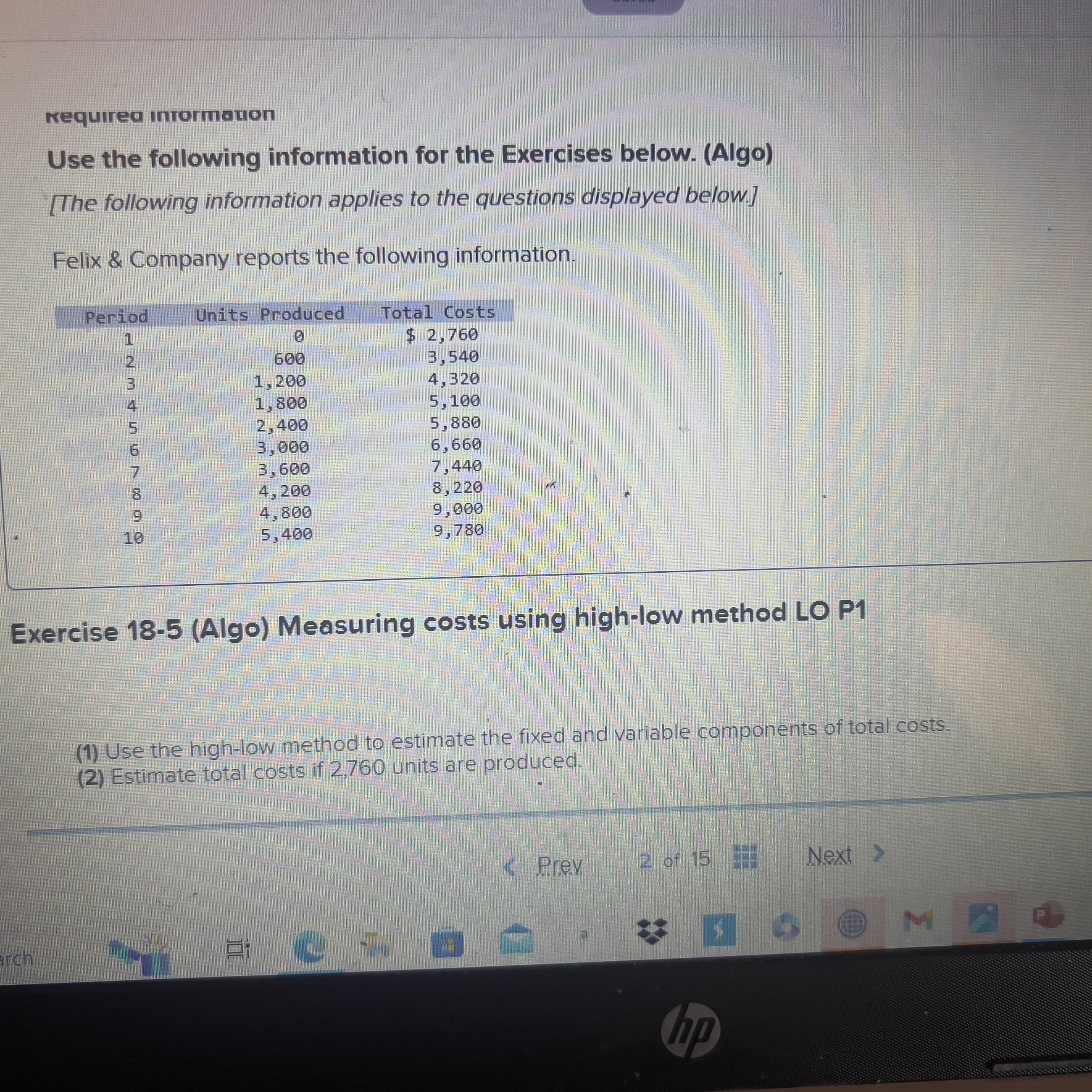  requirea intormation Use the following information for the Exercises below. (Algo)