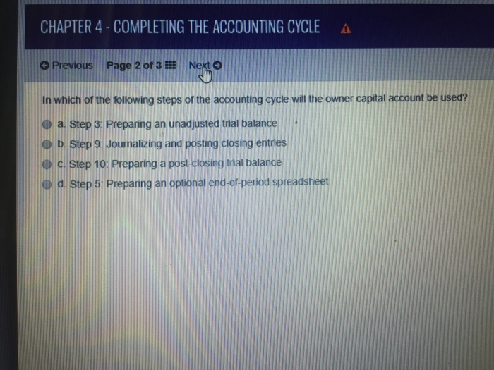 CHAPTER 4-COMPLETING THE ACCOUNTING CYCLE A Previous l / Page 2