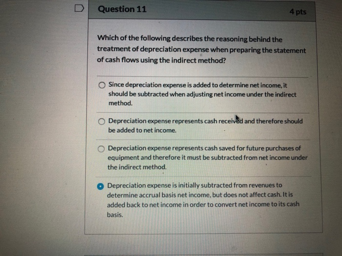 method for reporting cash flows from operating activities O generally results in