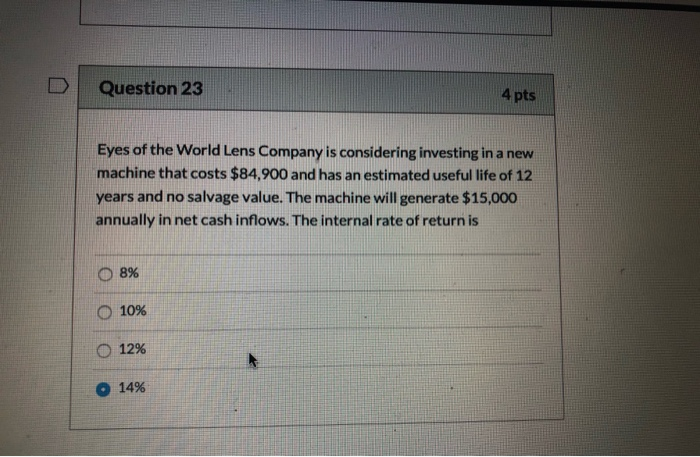 the statement of cash flows. Question 11 4 pts Which of the