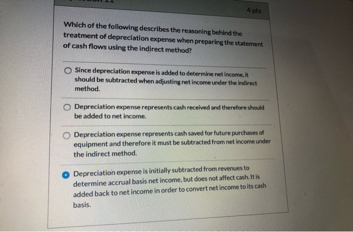 is added to determine net income.it should be subtracted when adjusting net