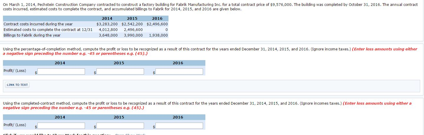 On Mareh 1, 2014, Pechstein Construction Company contracted to construct a