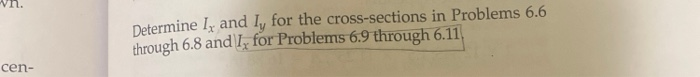  Determine I, and Iy for the cross-sections in Problems 6.6 through