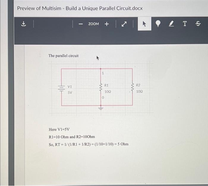  Preview of Multisim - Build a Unique Parallel Circuit.docx ********* The