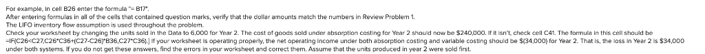  or example, In cell 826 enter the formula "=B17. tained question