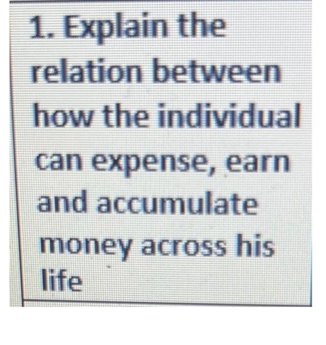  1. Explain the relation between how the individual can expense, earn