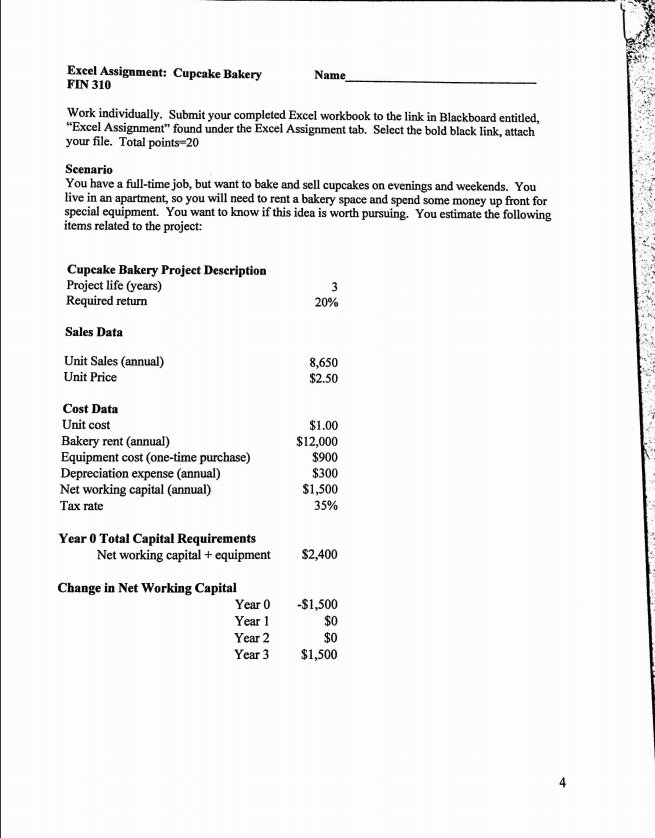  Use this Template Show formulas in excell. Excel Assignment: Cupcake Bakery
