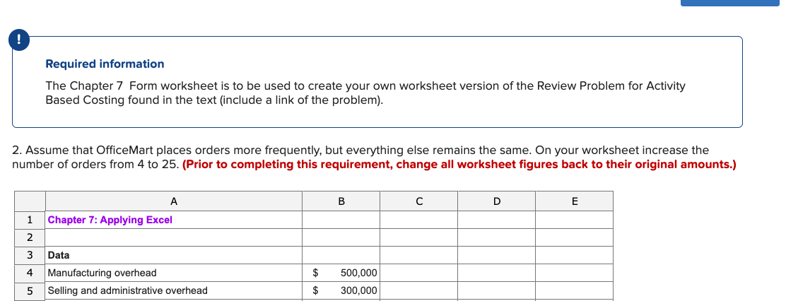 Required information The Chapter 7 Form worksheet is to be used