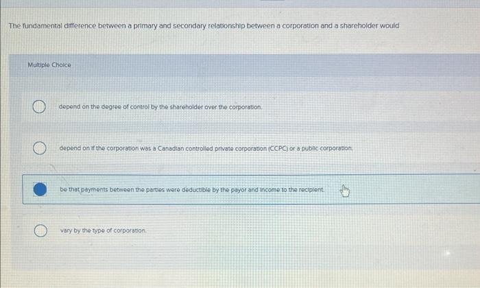  The fundamental difference between a primary and secondary relationship between a