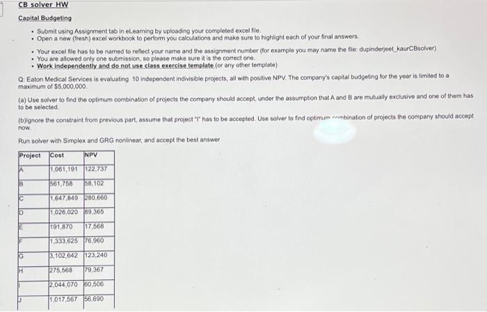 please only do it in excel or dont do it. - Submit