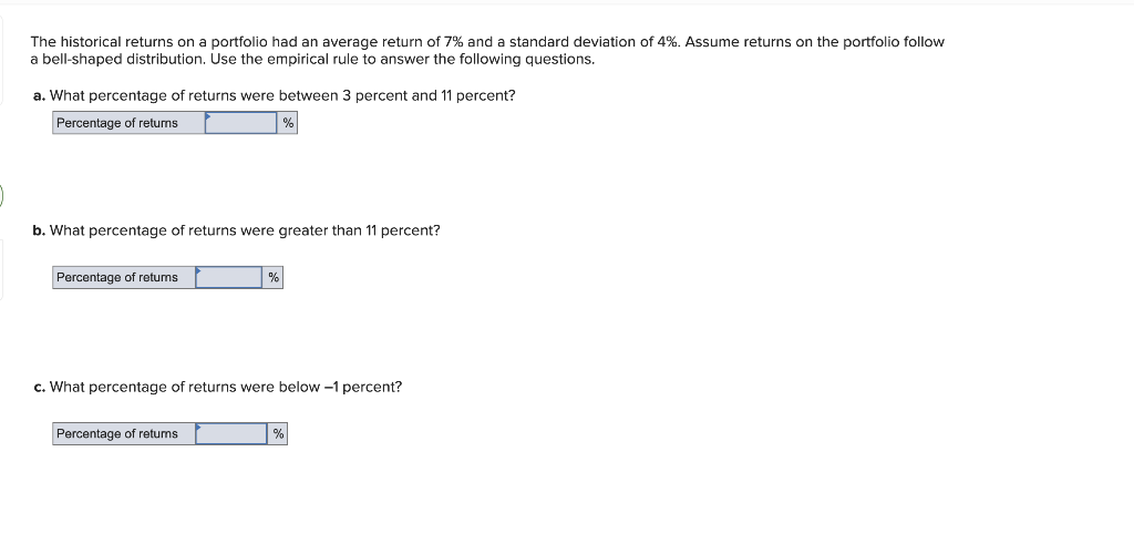 The historical returns on a portfolio had an average return of