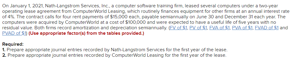 On January 1, 2021, Nath-Langstrom Services, Inc., a computer software training