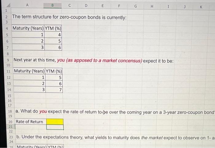  The term structure for zero-coupon bonds is currently: Next year at