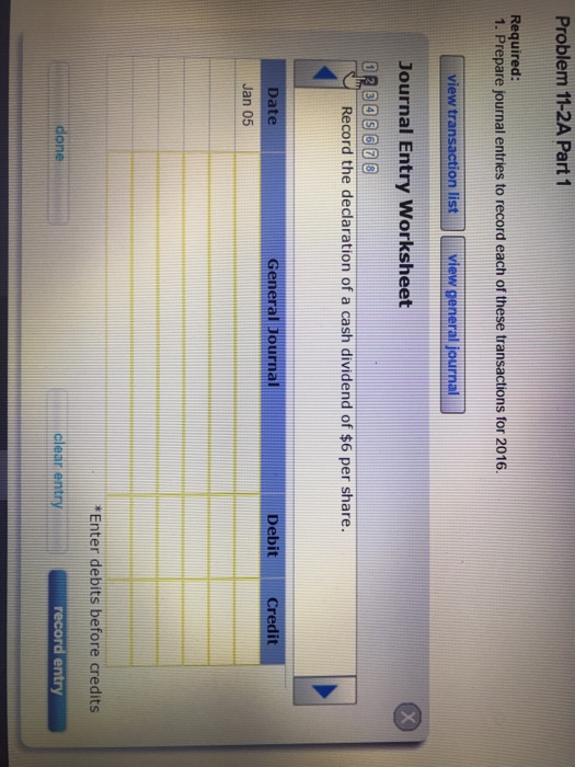 Part 2 Items list for reference only Problem 11-2A Part 3 Items