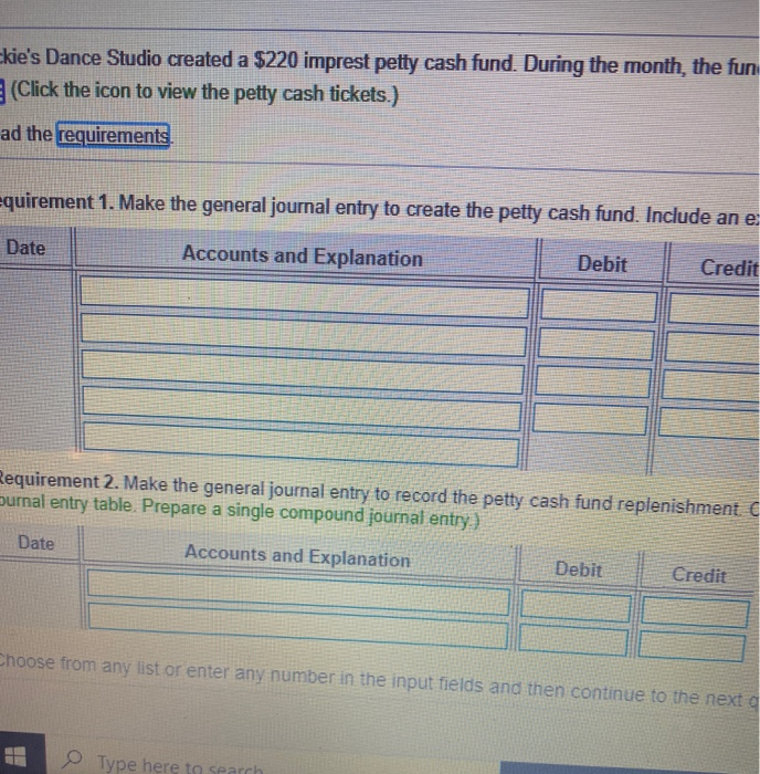 cash fund. Include an explanation 2. Make the general journal entry to