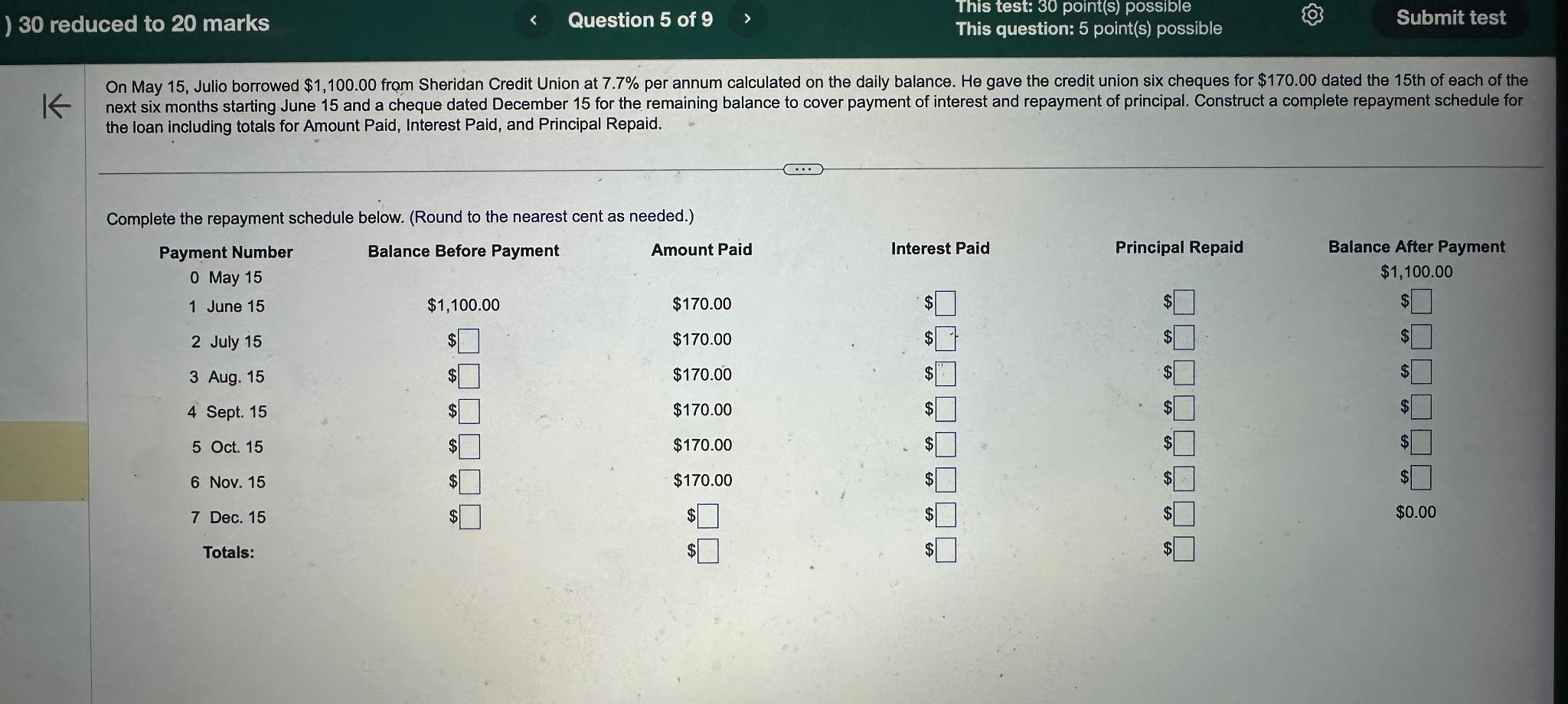  Please answer the table. (Round to the nearest cent as needed)
