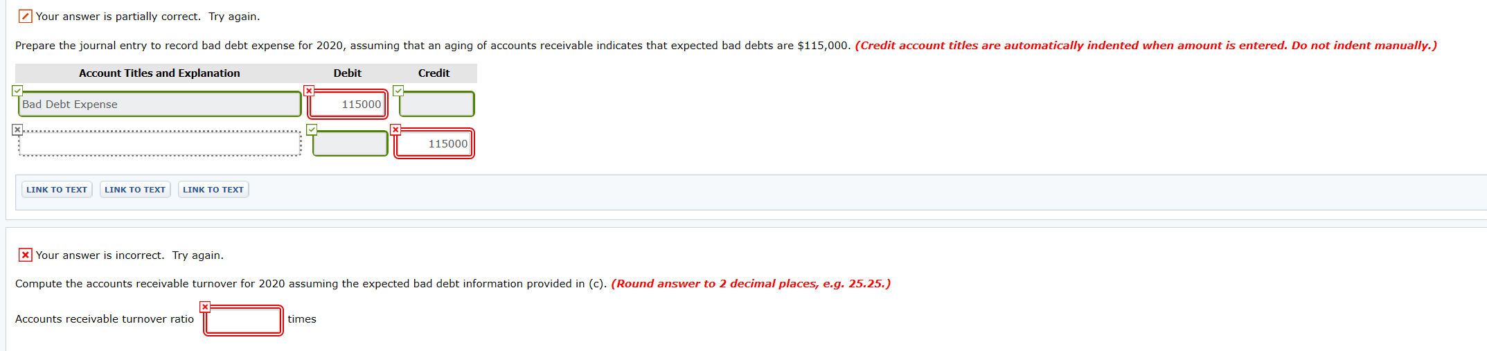 on the collections of accounts receivable. (Credit account titles are automatically indented