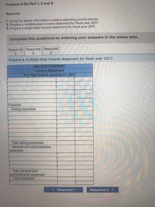 following information applies to the questions displayed below The following unadjusted trial