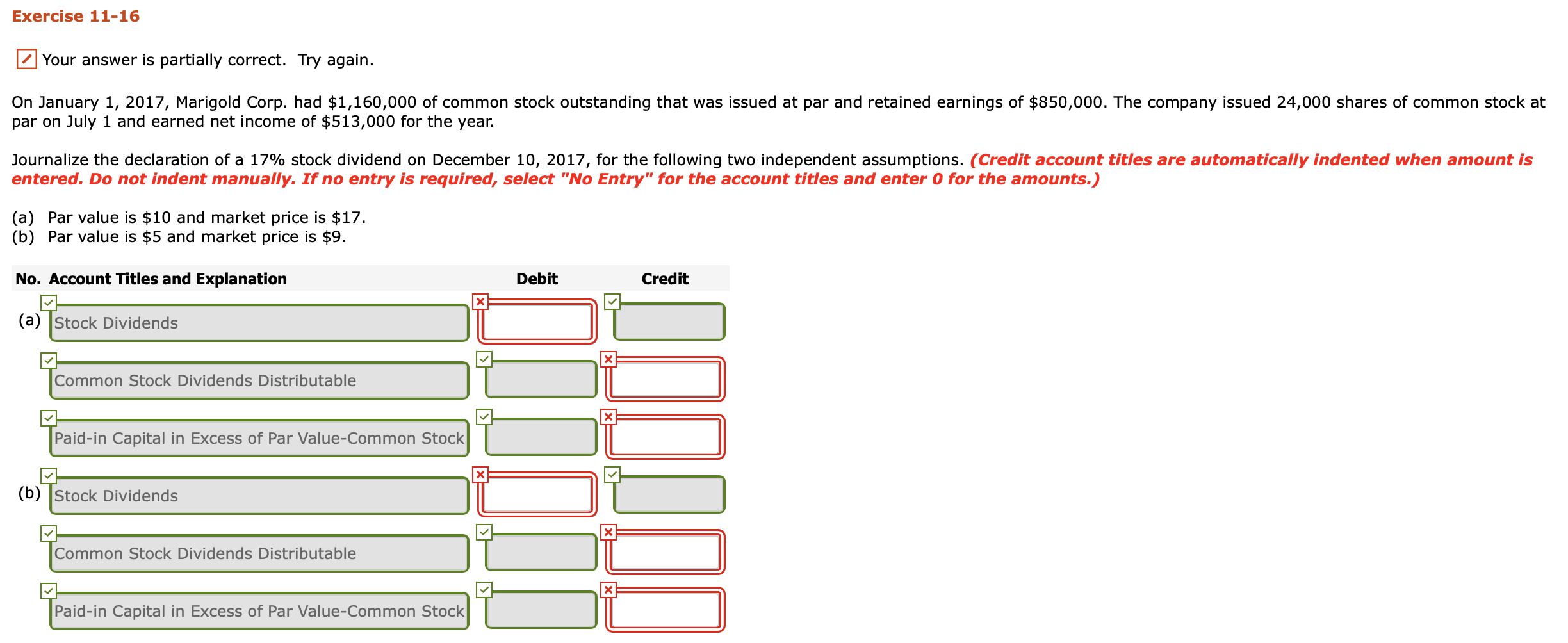  Exercise 11-16 Your answer is partially correct. Try again. On January