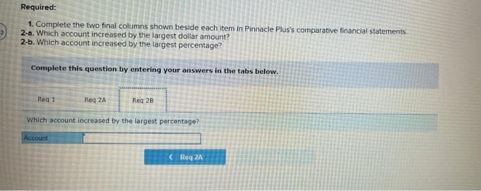 columns shown beside each item in Pinnacle Plus's comparative financial statements, 2-0.