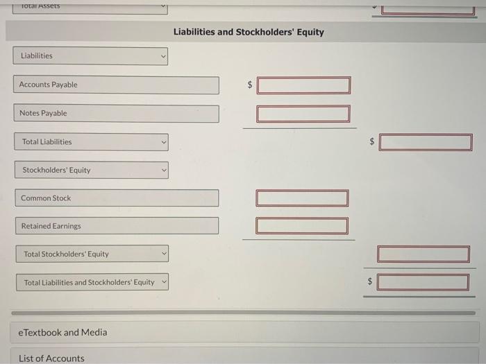 Here are the assets, liabilities, and common stock of the company at