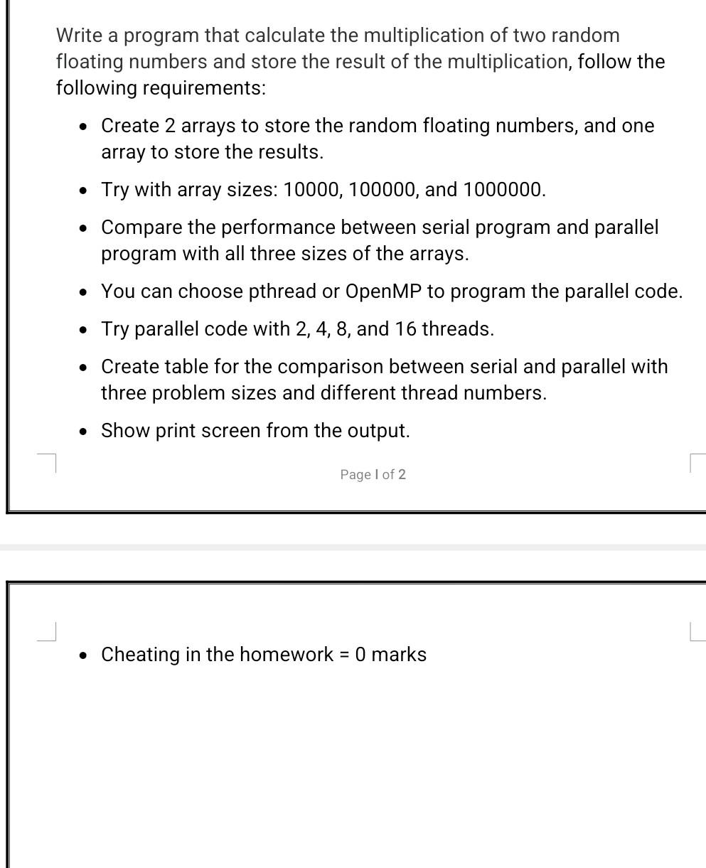  Write a program that calculate the multiplication of two random floating