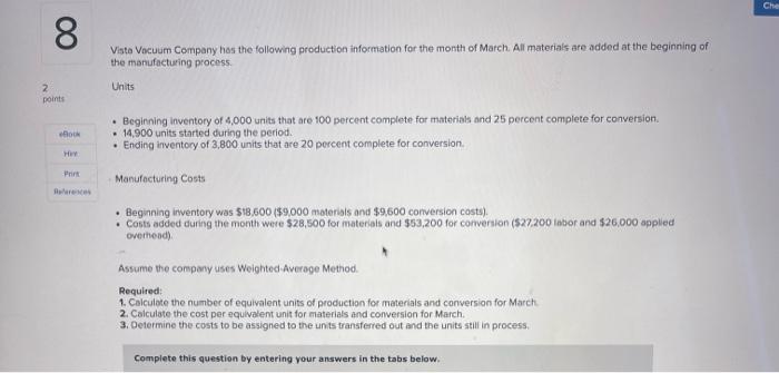  Calculate the cost per equivalent unit for materials and conversion for