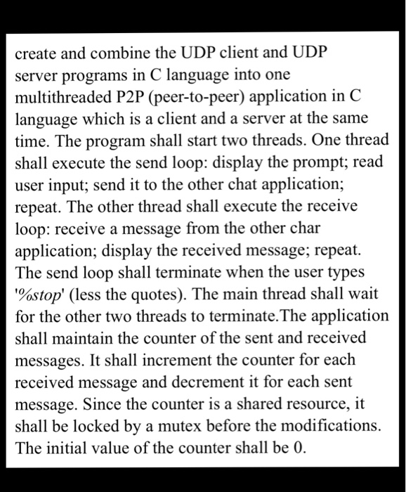  create and combine the UDP client and UDP server programs in