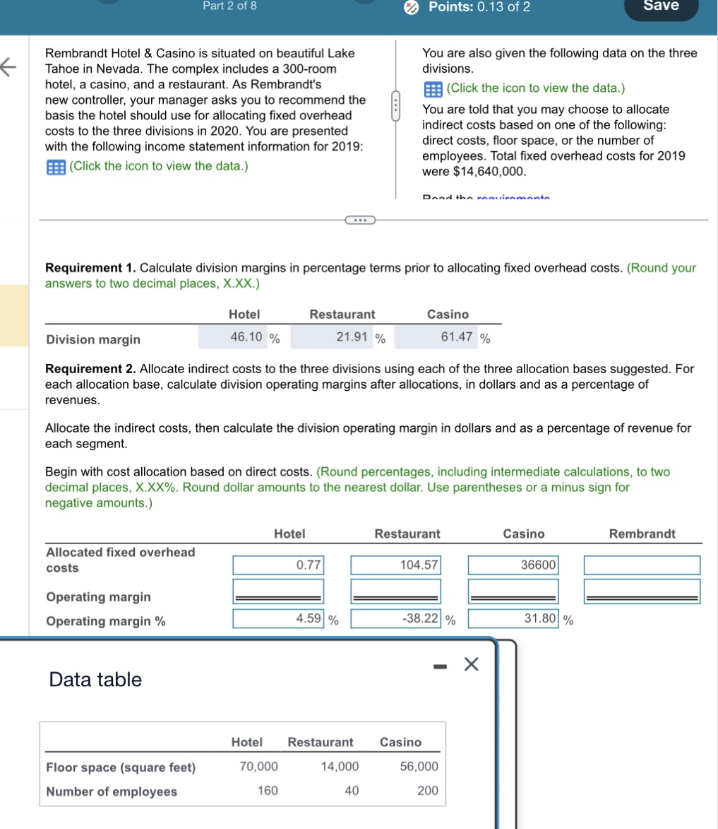 Total fixed overhead costs for 2019 were $14,600,000. Requirement 1. Calculate division
