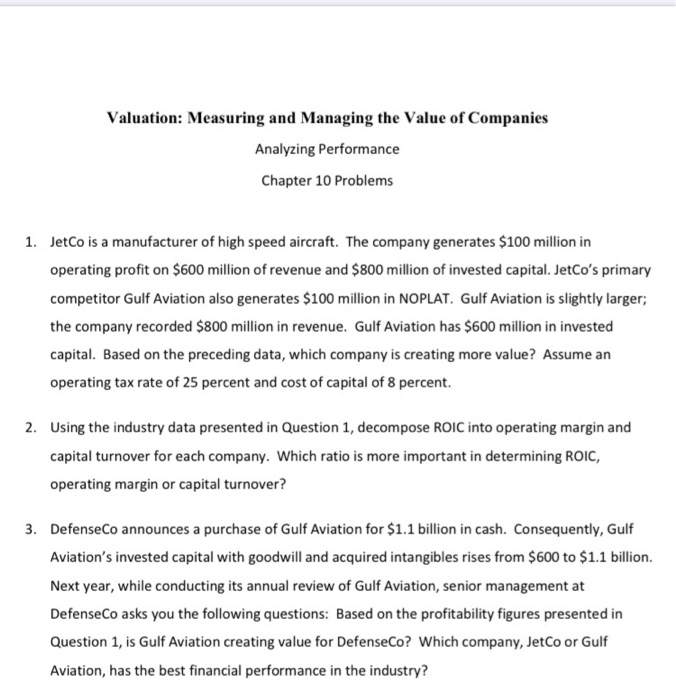 please I need you to answer question 2 and 3 ? Valuation: