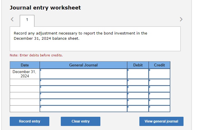 Record Tanner-UNF's investment in the bonds on July 1, 2024. Note: Enter