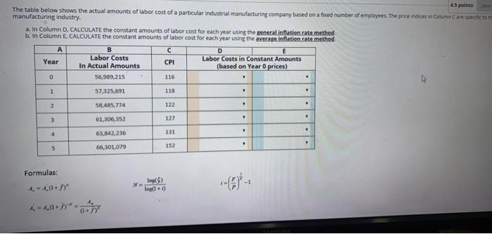  these the queation 45 points The table below shows the actual