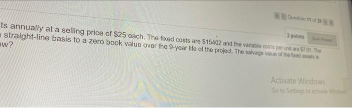 proposed project that will generate sales of 1163units annually at a selling