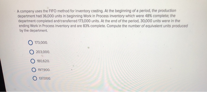 the beginning of a period the production department had 50,000 units in