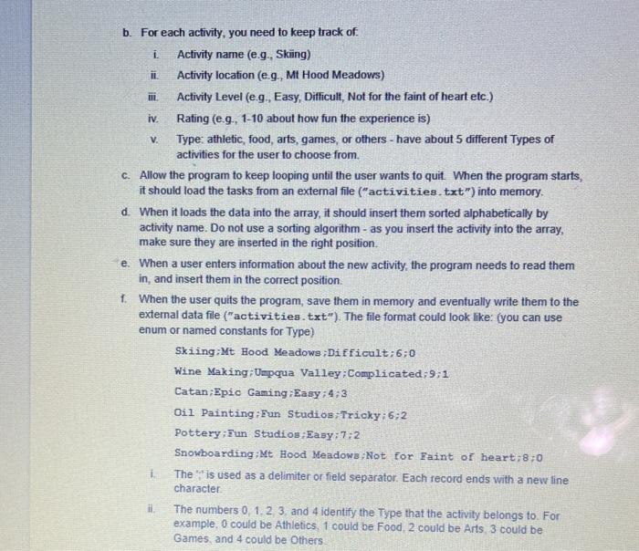 Your Program Should Do a. Write an interactive text based menu interface