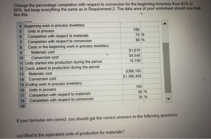  Change the percentage completion with respect to conversion for the beginning