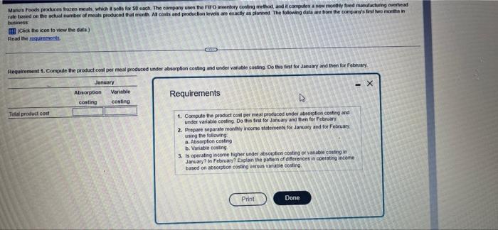 labor per unit. $ 4.00 Total annual manufacturing overhead .......... $190.000 Fixed