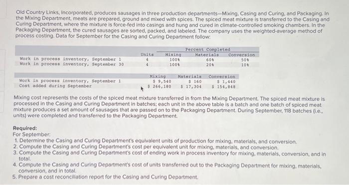  plese help! Determine the Casing and Curing Department's equivalent units of