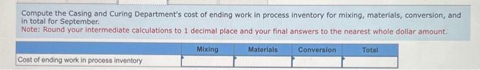 Country Links, Incorporated, produces sausages in three production departments-Mixing, Casing and Curing,