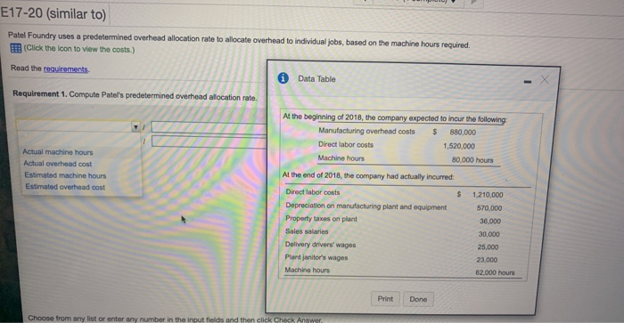 to individual jobs, based on the machine hours required. (Click the icon