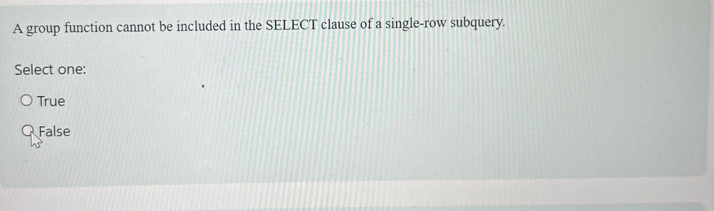  A group function cannot be included in the SELECT clause of