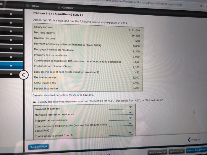  KERSsignmentSession locator assignment-takeinprogress=false eBook Calculator Problem 6-34 (Algorithmic) (LO. 1) Daniel,