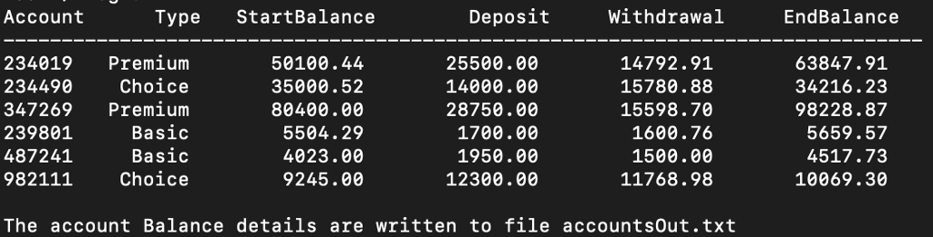 Modify Program1 to include a function getEndBalance that computes the ending balance